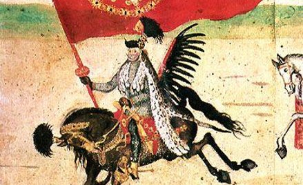 Polski Rulon (fragment): Chorągiew Rzeczpospolitej Obojga Narodów. Zamek Królewski w Warszawie (od r