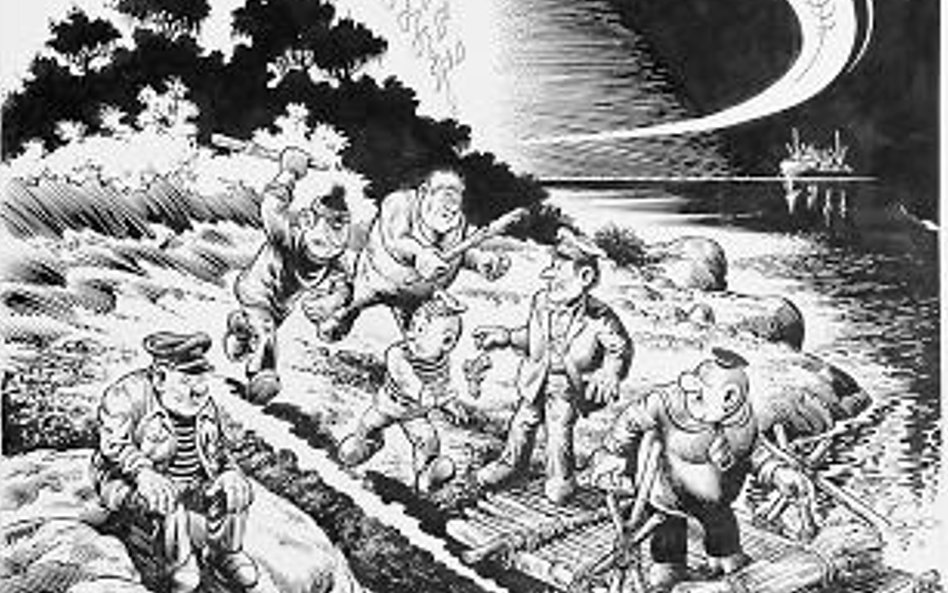 Okładka przygód z Kajkiem i Kokoszem „Zwariowana Wyspa cz. II” Janusza Christy z ok. 1967 r.; cena w