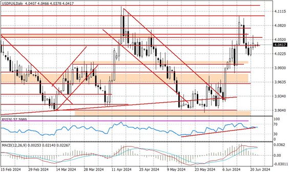 Wykres dzienny USDPLN