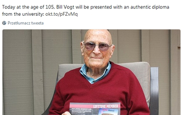 USA: Ma 105 lat. Właśnie odebrał dyplom szkoły wyższej