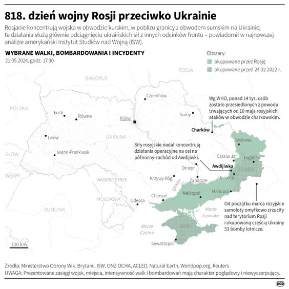 Tak wyglądała sytuacja na froncie na Ukrainie w 818 dniu wojny
