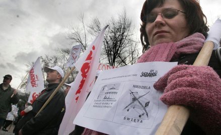 2006 rok, związkowcy protestują przeciwko handlowi w niedzielę