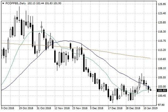 Notowania kawy arabica w USA – dane dzienne
