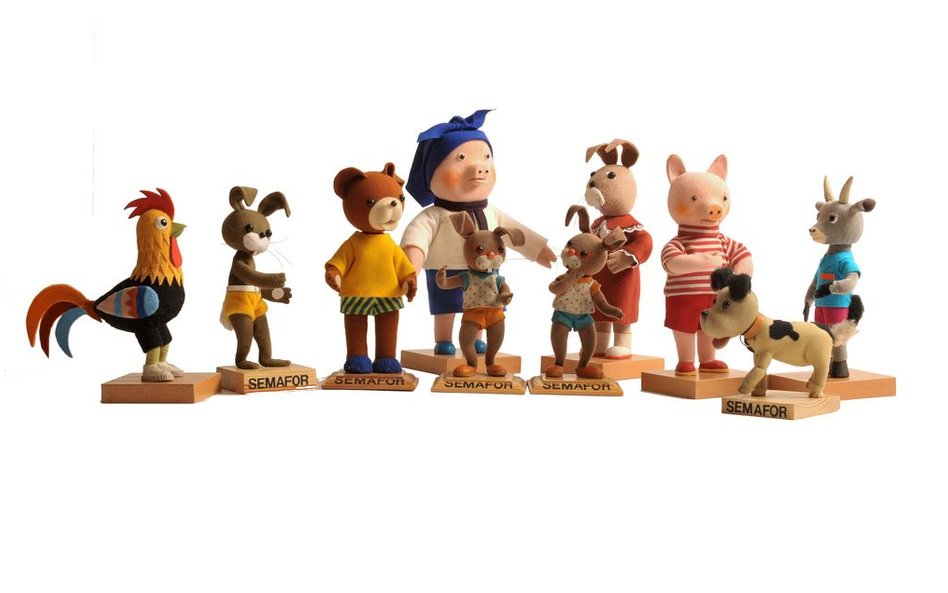 Oryginalne lalki filmowe z serialu „Miś Uszatek”.