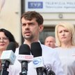 Kampania wyborcza do parlamentu 2023. Lider AgroUnii Michał Kołodziejczak podczas konferencji prasow