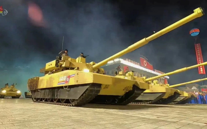 Podczas defilady 10 października zaprezentowany został nowy północnokoreański czołg podstawowy. Fot.