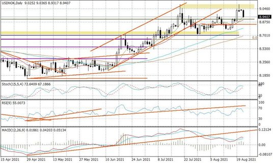 Wykres dzienny USDNOK