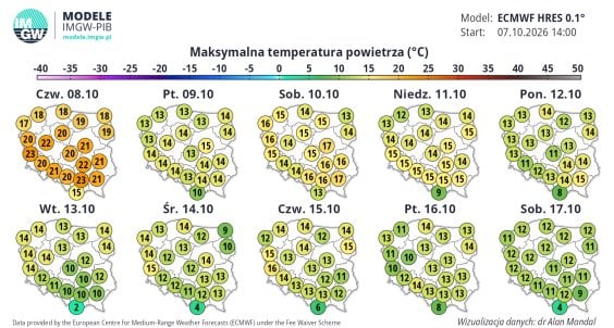 W piątek prognozowany jest znaczny spadek temperatur