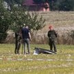 Służby w miejscu upadku rosyjskiego drona w miejscowości Wohyń.