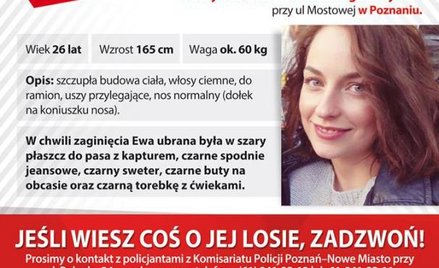 Takie plakaty o zaginieciu 26-letniej Ewy Tylmanm rozwieszono w całym Poznaniu