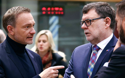 Bruksela, 6 grudnia. Ministrowie finansów Niemiec Christian Lindner i przewodzących UE Czech Zbyněk 