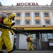 Dezynfekcja stacji kolejowej w Moskwie