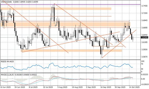 Wykres dzienny USDPLN