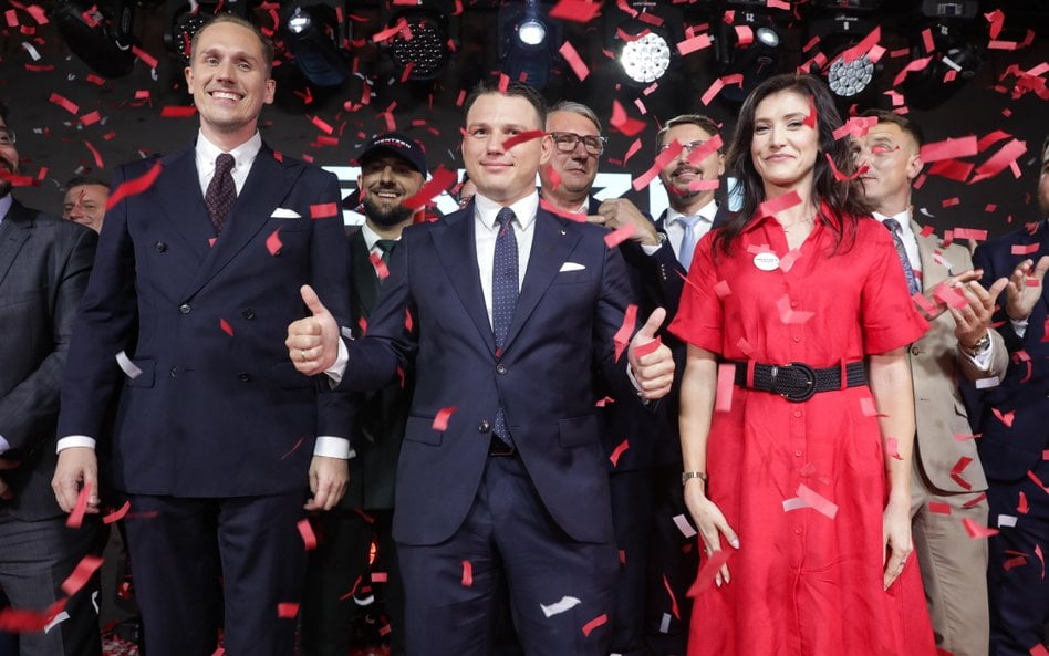 Politycy Konfederacji. Od lewej: Konrad Berkowicz, Sławomir Mentzen, Ewa Zająkowska Hernik