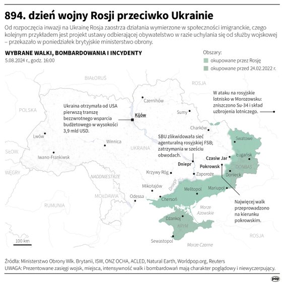 Tak wyglądała sytuacja na froncie w 894. dniu wojny