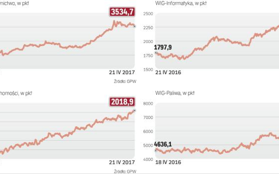 Indeksy branżowe na naszym parkiecie od początku roku pięły się w górę