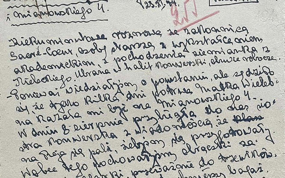 Jeden protokołów, zawierający relację z dramatycznej sytuacji w powstańczej Warszawie