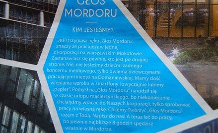 "Głos Mordoru" zamiast pracy w korporacji