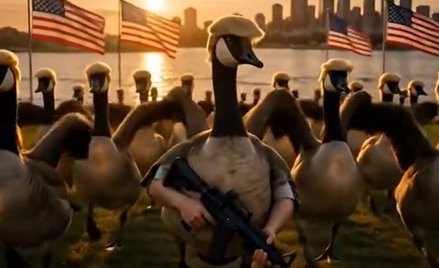 Kadr z wygenerowanego przez AI filmu zamieszczonego w internecie przez Donalda Trumpa