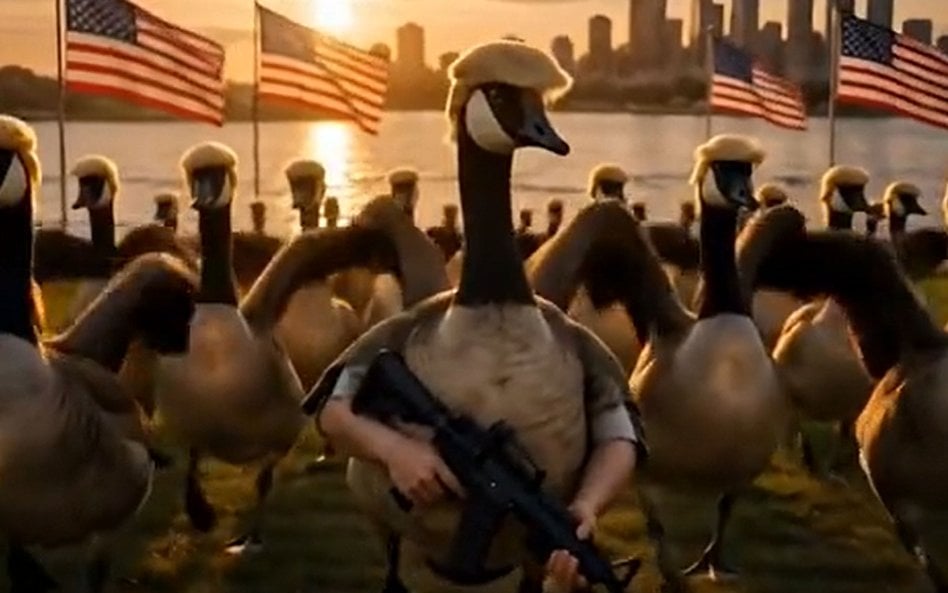 Kadr z wygenerowanego przez AI filmu zamieszczonego w internecie przez Donalda Trumpa