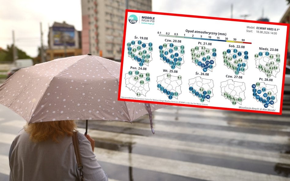 W najbliższych dniach w wielu regionach nadal możliwe opady deszczu