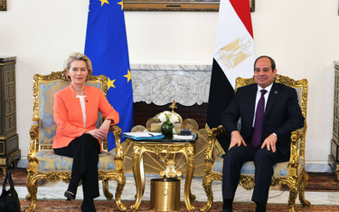 Przewodnicząca Komisji Europejskiej Ursula von der Leyen  i prezydent Egiptu Abdel Fattah al-Sisi