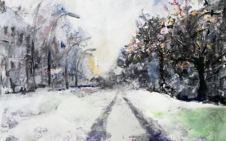 Alina Picazio, „Uniwersytecka”, technika własna na płótnie