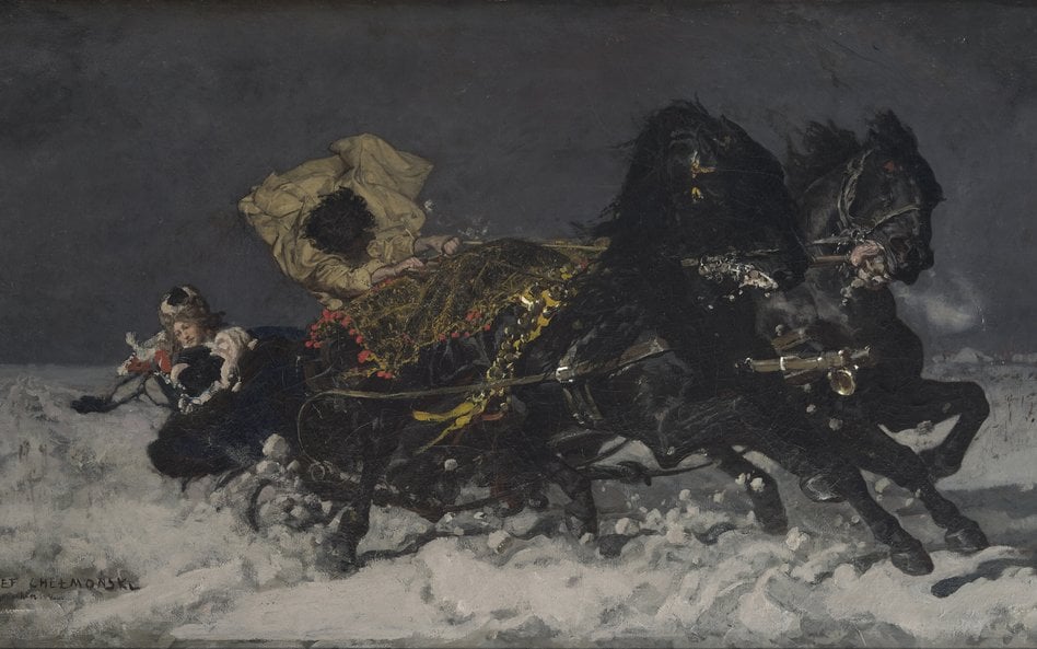 Józef Chełmoński, Powrót z balu, olej na płótnie, 1873, własność prywatna