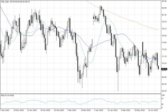 Notowania ropy naftowej WTI – dane dzienne