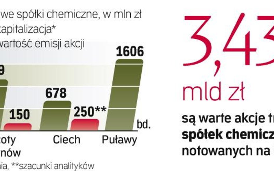 Przynajmniej kilkaset milionów złotych mogą być warte akcje, które chcą wyemitować m.in. Ciech i Azo