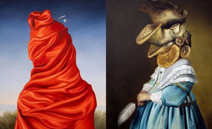 Dwie z prac prezentowanych na wystawie w Mardycie. Po lewej „Lady with a Pearl (after François Gérar