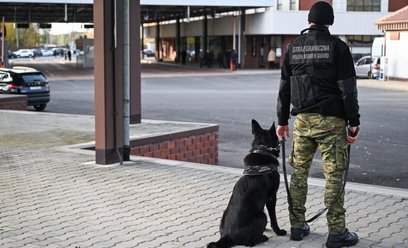 Funkcjonariusz Straży Granicznej na przejściu w Sławatyczach