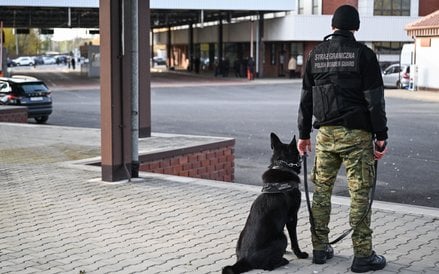 Funkcjonariusz Straży Granicznej na przejściu w Sławatyczach