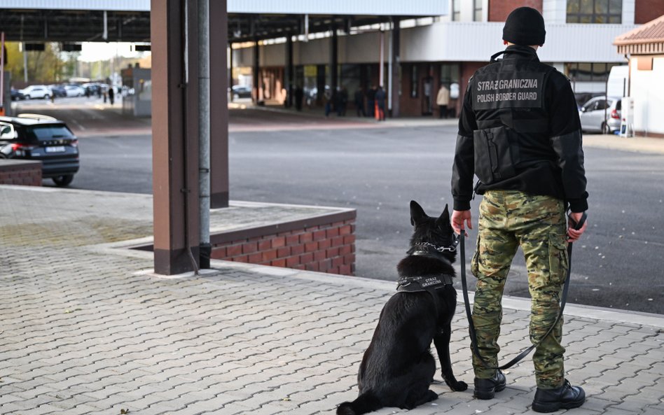 Funkcjonariusz Straży Granicznej na przejściu w Sławatyczach