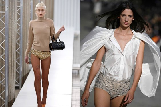 Kolekcja MiuMiu (po lewej stronie) i Stelli McCartney (po prawej)