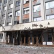 Budynek uszkodzony w wyniku ataku drona w Biełgorodzie