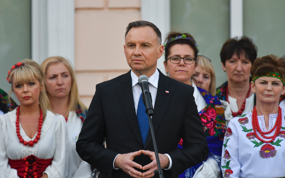 Prezydent Rzeczypospolitej Polskiej Andrzej Duda na spotkaniu z mieszkańcami w miejscowości Połczyn-