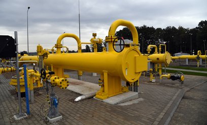Tłocznia gazu na terenie gazociągu Baltic Pipe w Budnie koło Goleniowa w Polsce. To gazociąg, którym