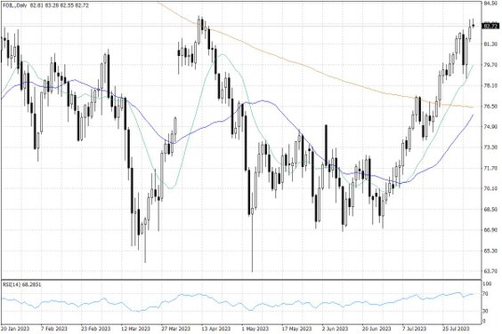 Notowania ropy naftowej WTI – dane dzienne