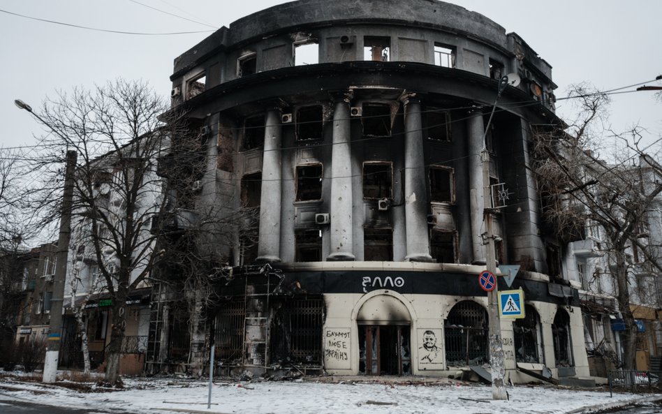 Zniszczony budynek w miejscowości Bachmut