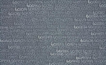 Roman Opałka, 1965/1-?, 1.725.527-1.728.670, tusz na papierze, 33,2 x 24,2 cm, własność Galerii Star