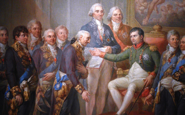 Nadanie konstytucji Księstwu Warszawskiemu przez Napoleona w 1807 roku – obraz Marcella Bacciarelleg
