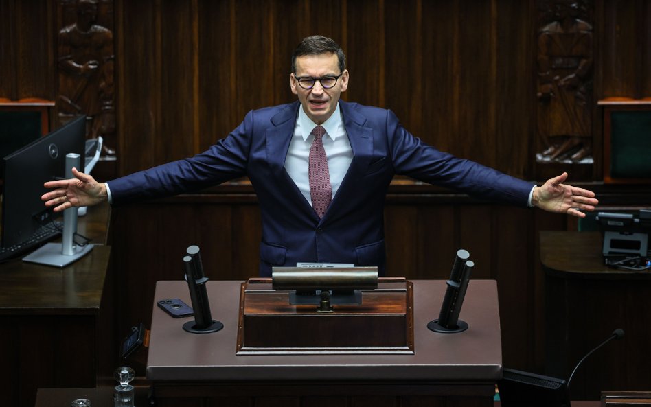 Mateusz Morawiecki na sejmowej mównicy