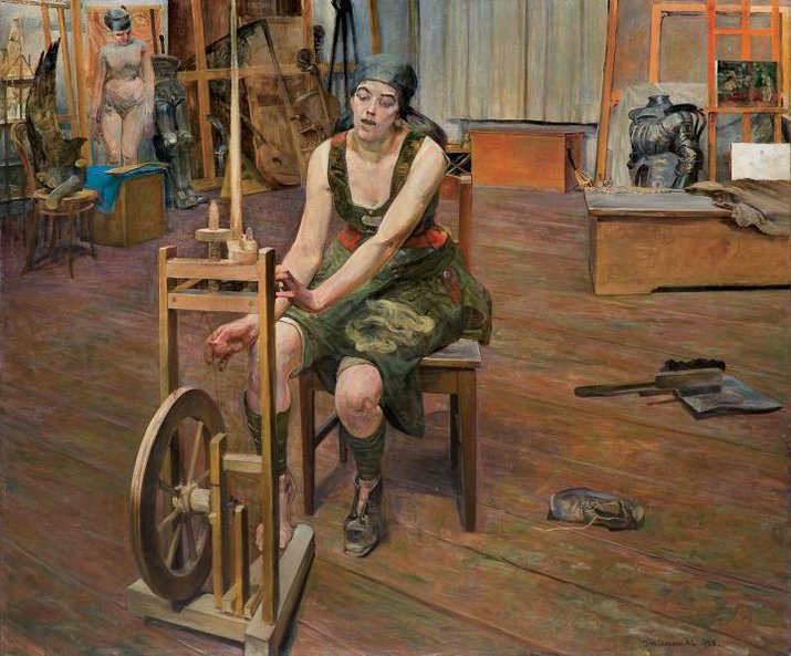 Jacek Malczewski, „Pożegnanie z pracownią. Prządka”, 1922, olej na płótnie, Agra Art.