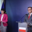 Henryka Mościcka-Dendys i Paweł Wroński w czasie konferencji w MSZ