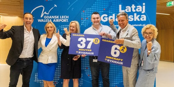 Ryanair dodaje 2 samoloty w Gdańsku i otwiera 11 nowych tras na sezon jesień-zima