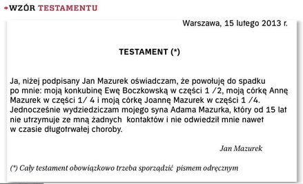 Wzór testamentu