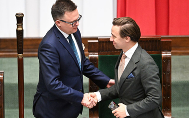 Marszałek Sejmu Szymon Hołownia i wicemarszałek Sejmu Krzysztof Bosak