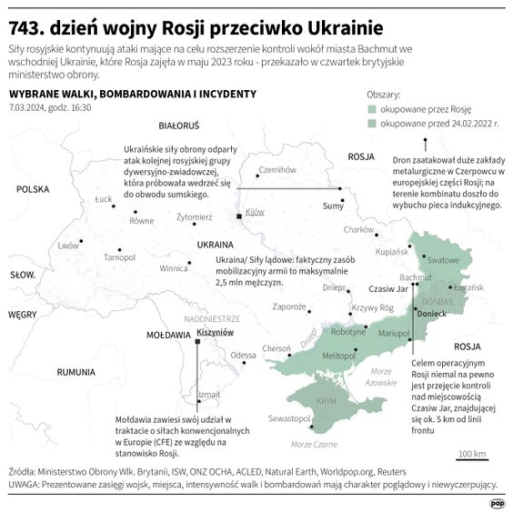 Tak wyglądała sytuacja na froncie w 743. dniu wojny