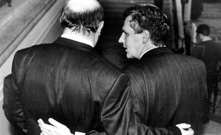 Józef Oleksy i Aleksander Kwaśniewski w Sejmie, 1993 r.